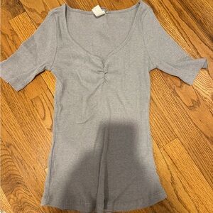 H&M Light Gray Ribbed Top